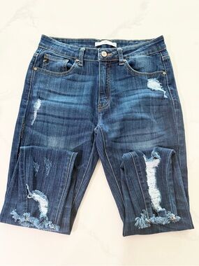 Kancan Distressed Dark Blue Women's Jeans-Sz 28